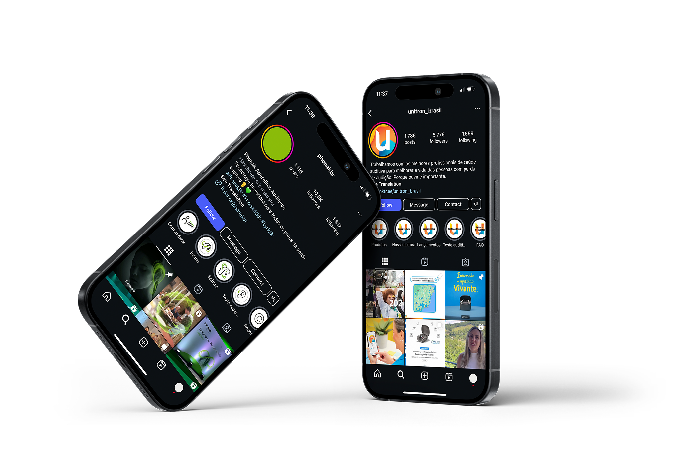 Imagem destacando a comunicação visual da Sonova, focada na promoção de tecnologias auditivas avançadas.