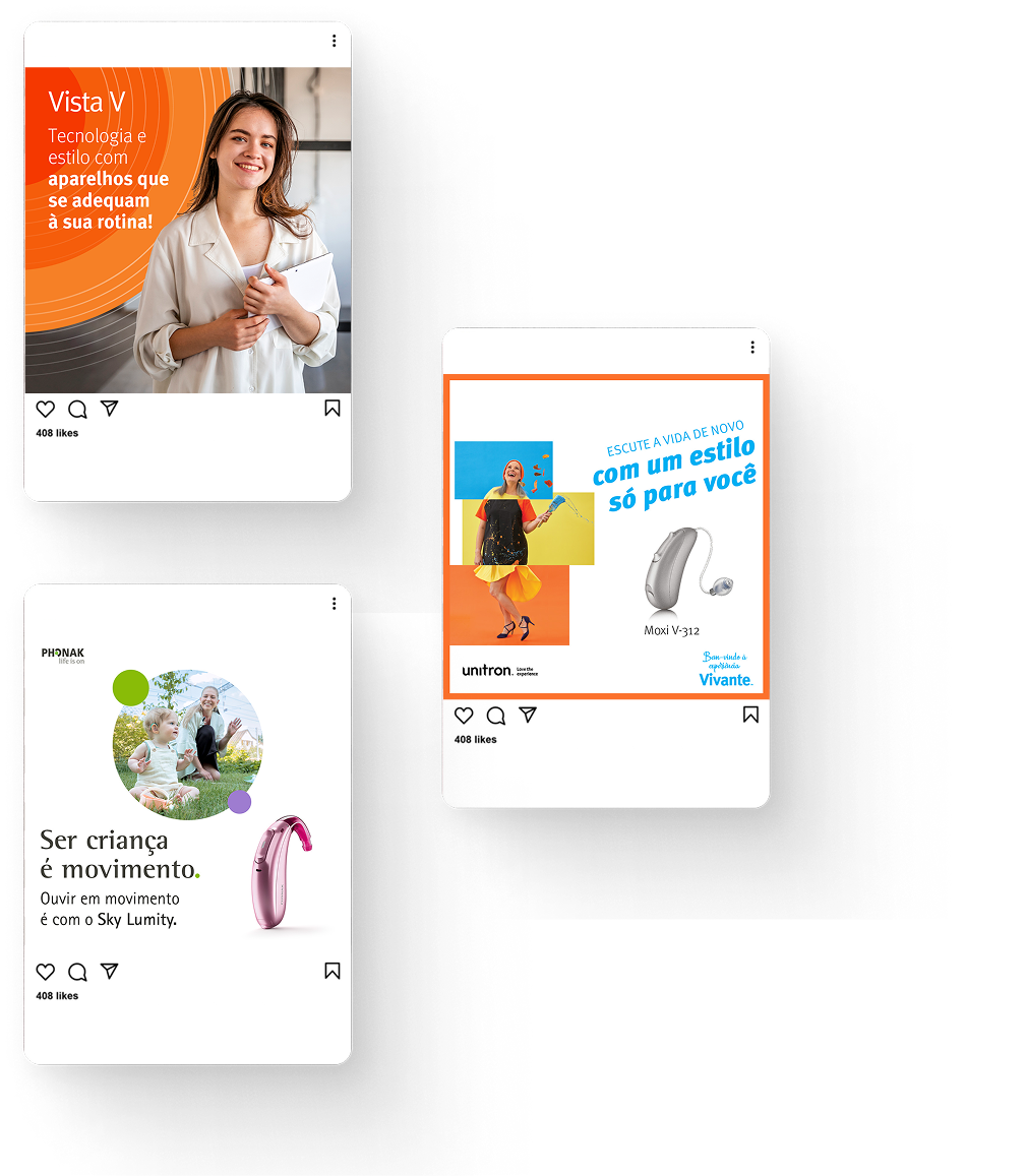 Imagem mostrando a campanha de branding e marketing digital da sonova para aparelhos auditivos.